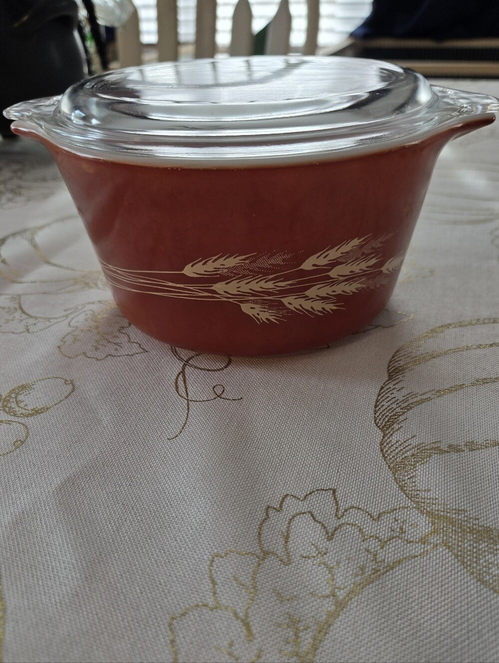 Vintage 1970s Pyrex Autumn Harvest Wheat Casserole Dish With Lid 473 B